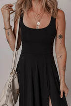 Side Slit Scoop Neck Wide Strap Dress (7)