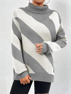 Striped Turtleneck Dropped Shoulder Sweater (5)