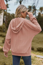 Cable-knit Long Sleeve Hooded Jacket (2)