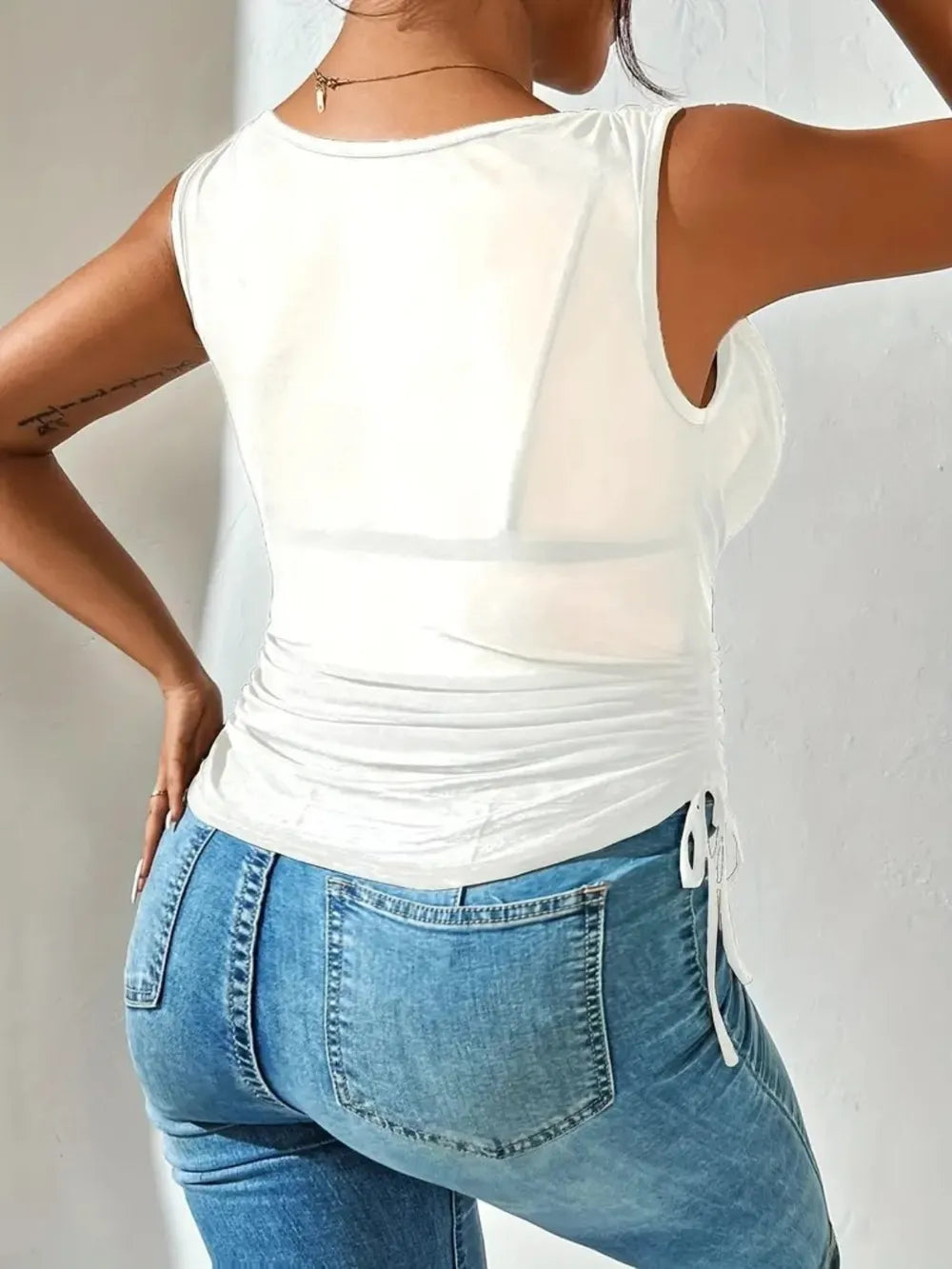 Side Drawstring Ruched Tank (9)