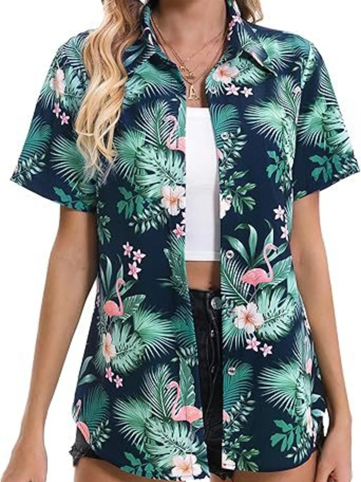 Plant Print Short Sleeve Shirt (29)