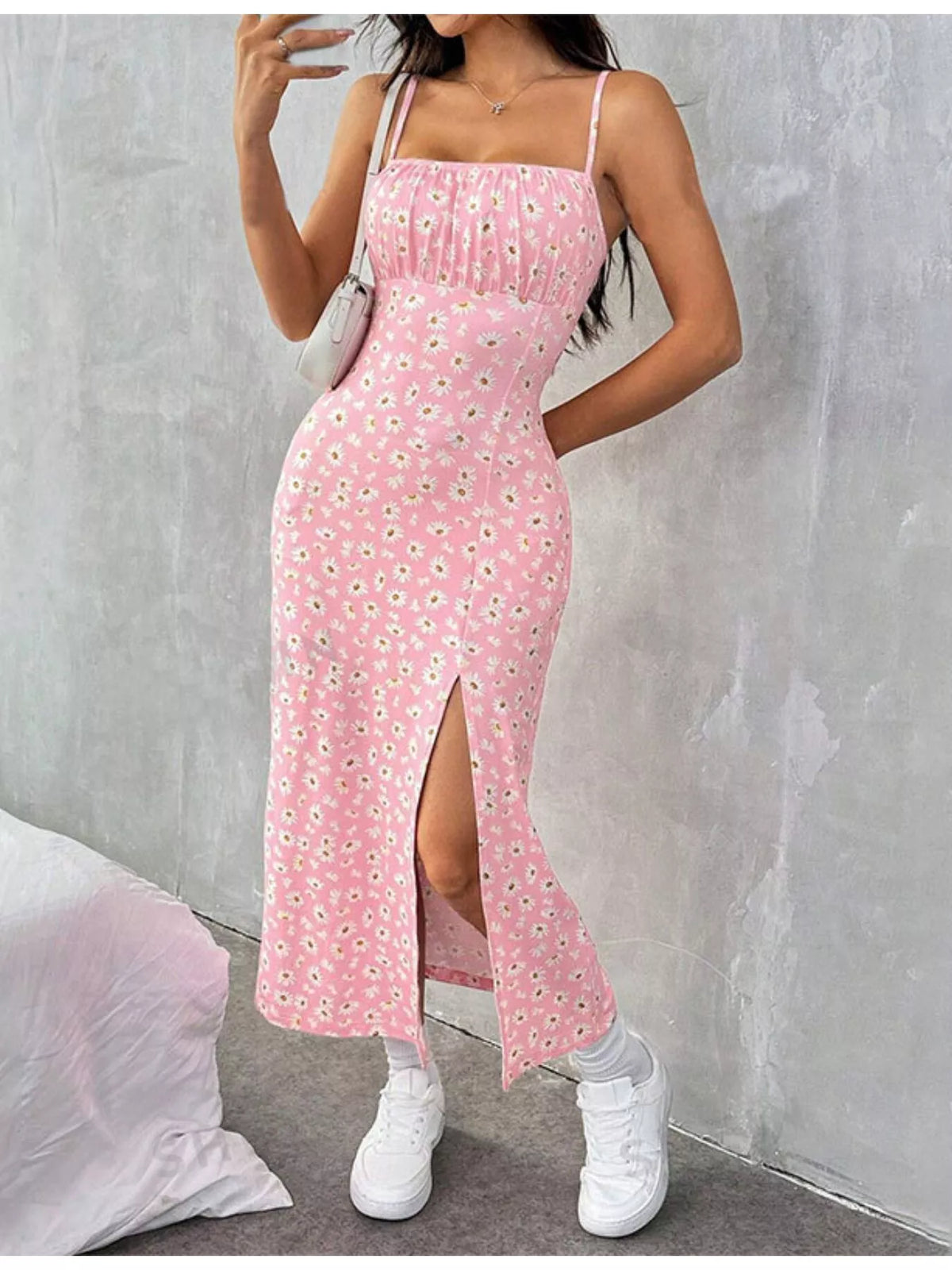 Slit Spaghetti Strap Midi Dress (10)