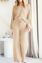 Round Neck Long Sleeve Top Pants Set (25)