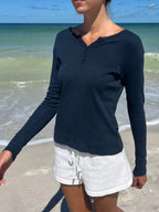 Striped Long Sleeve Henley T-shirt (23)