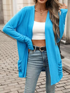 Ruched Pocket Open Front Cardigan (16)