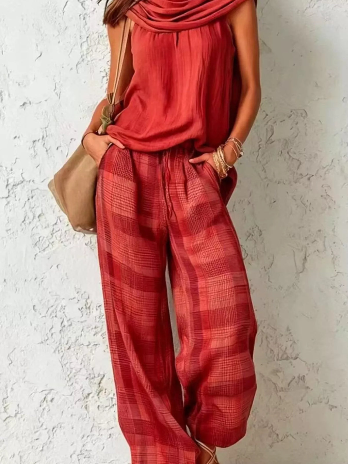 Plaid Wide-leg Two-piece Set (8)