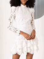 Lace Mock Neck Long Sleeve Mini Dress (8)