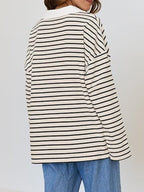 Striped Contrast Collar Long Sleeve Top (8)