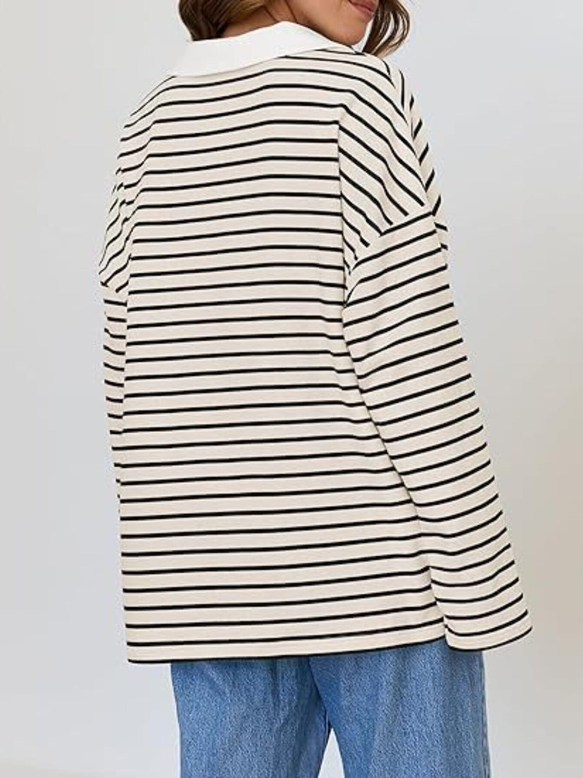 Striped Contrast Collar Long Sleeve Top (8)