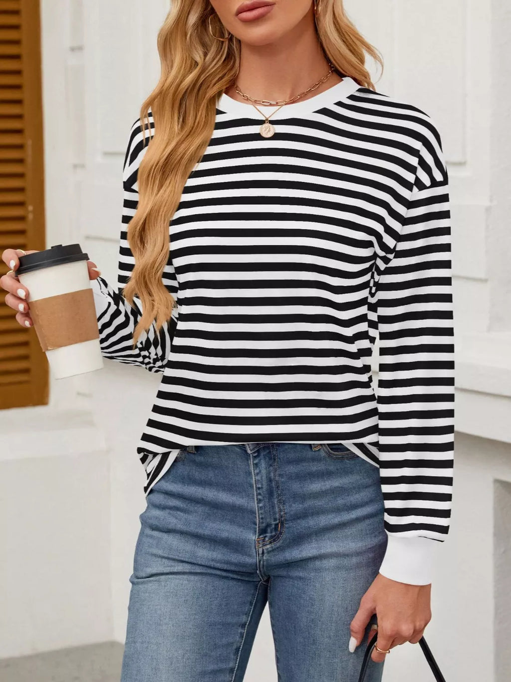 Striped Long Sleeve Casual T-shirt (17)
