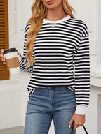 Striped Long Sleeve Casual T-shirt (17)