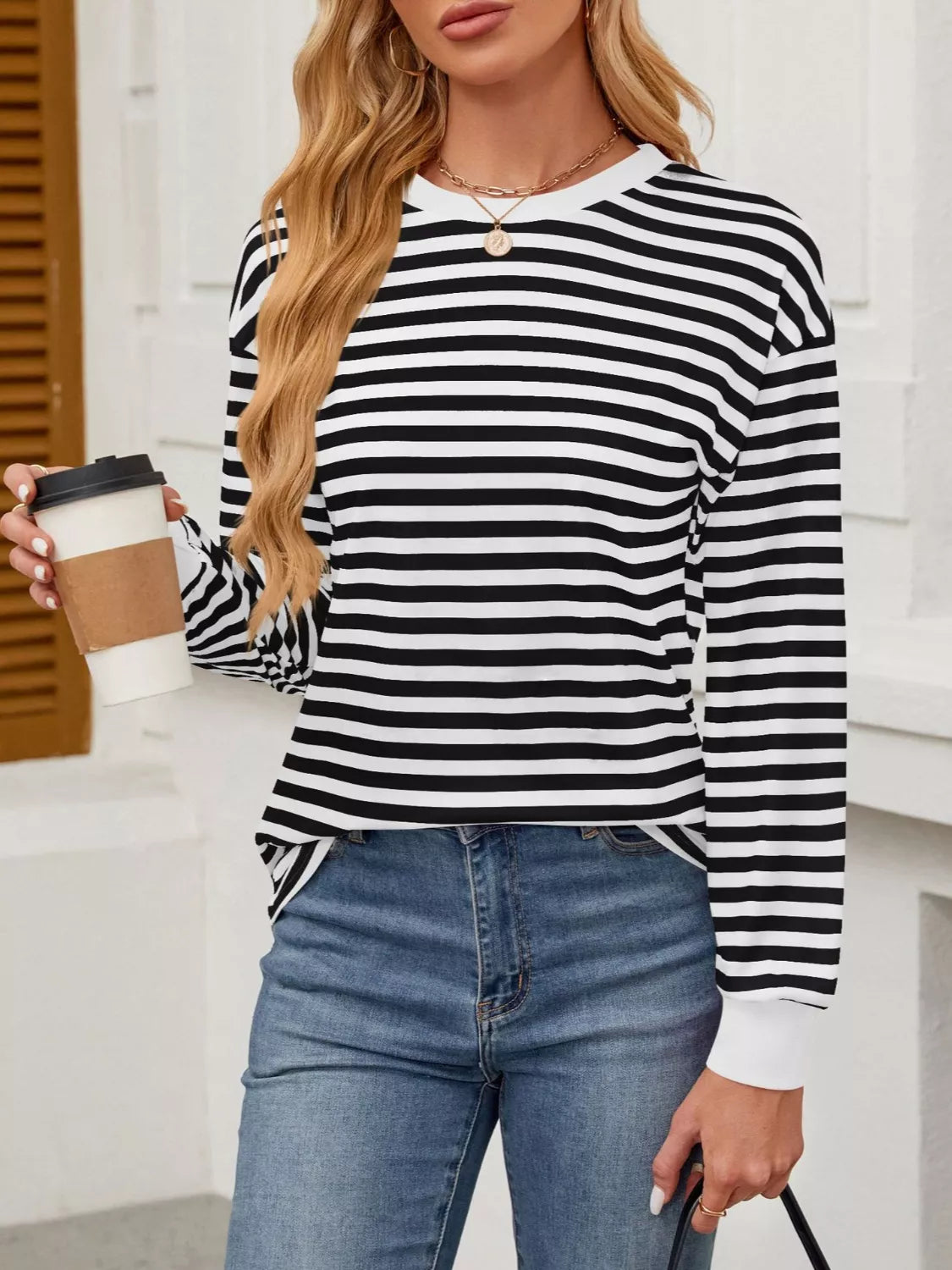 Striped Long Sleeve Casual T-shirt (17)