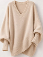 Full Size V-neck Oversized Batwing Sleeve Sweater Plus (15)