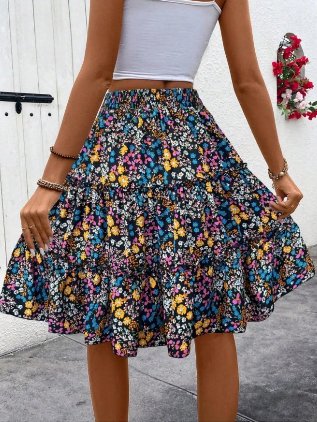 Floral Print Midi Skirt (4)
