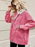 Oversized Button Up Denim Jacket Hood (3)