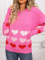Valentine's Day Heart Pattern Crew Neck Sweater (8)