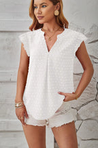 Swiss Dot Ruffled Cap Sleeve T-shirt (10)
