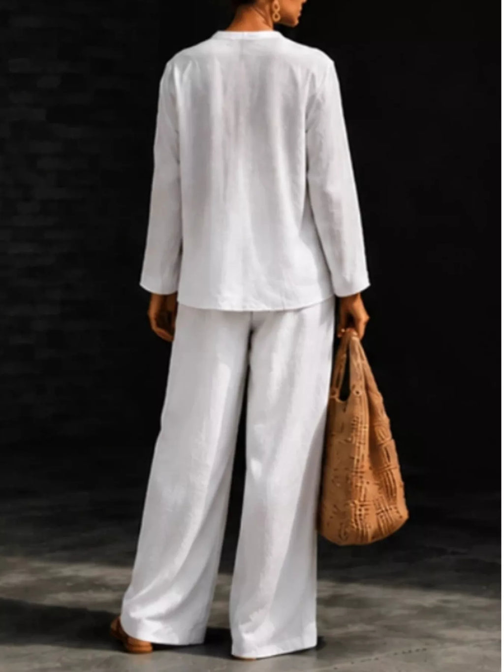 Notched Long Sleeve Top Pants Set (4)