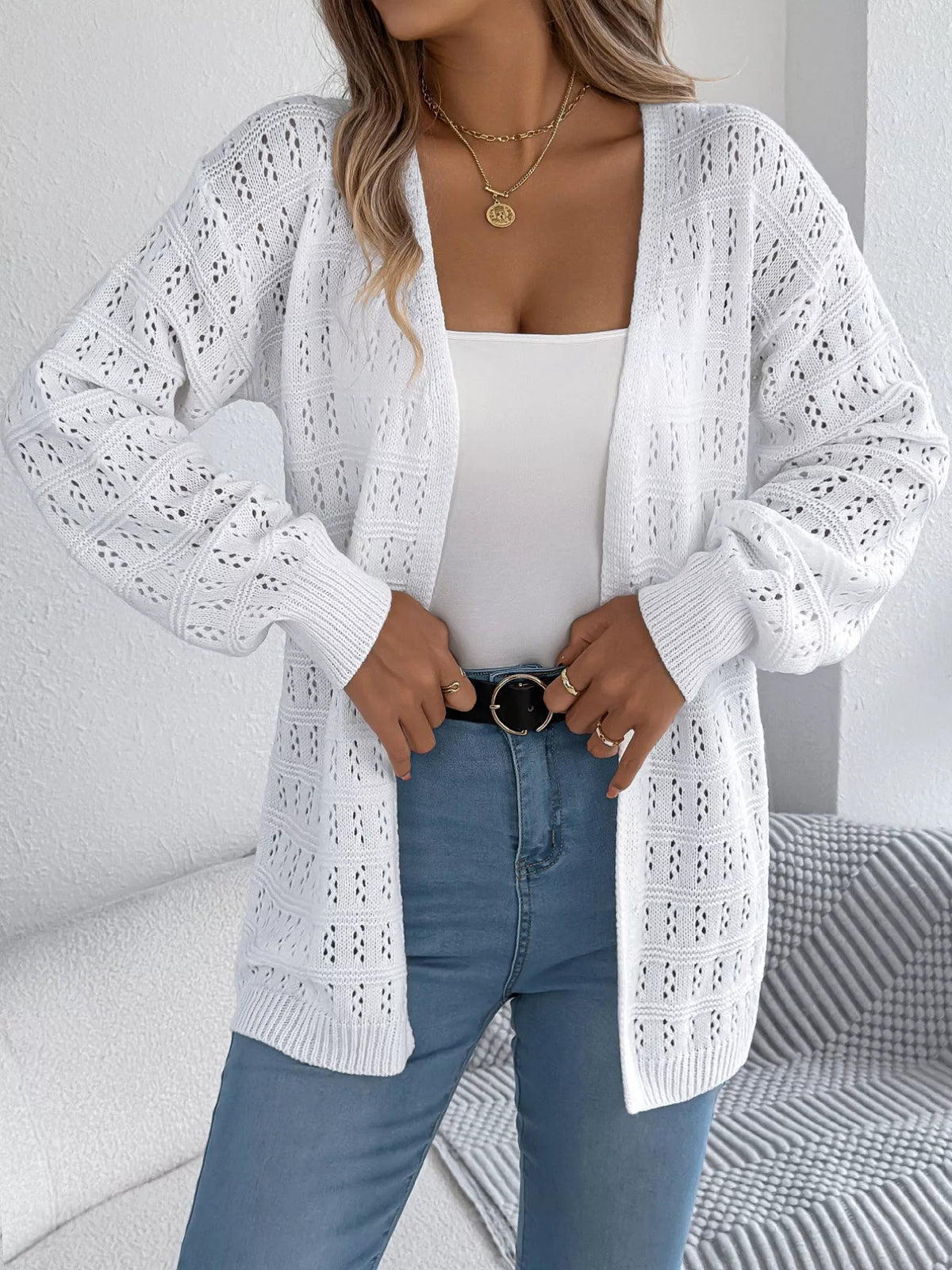Open-front Crochet Knit Cardigan (6)