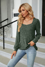 Ribbed Square Neck Long Sleeve T-shirt (3)