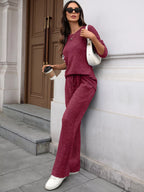 Ribbed Round Neck Top Pants Set (19)