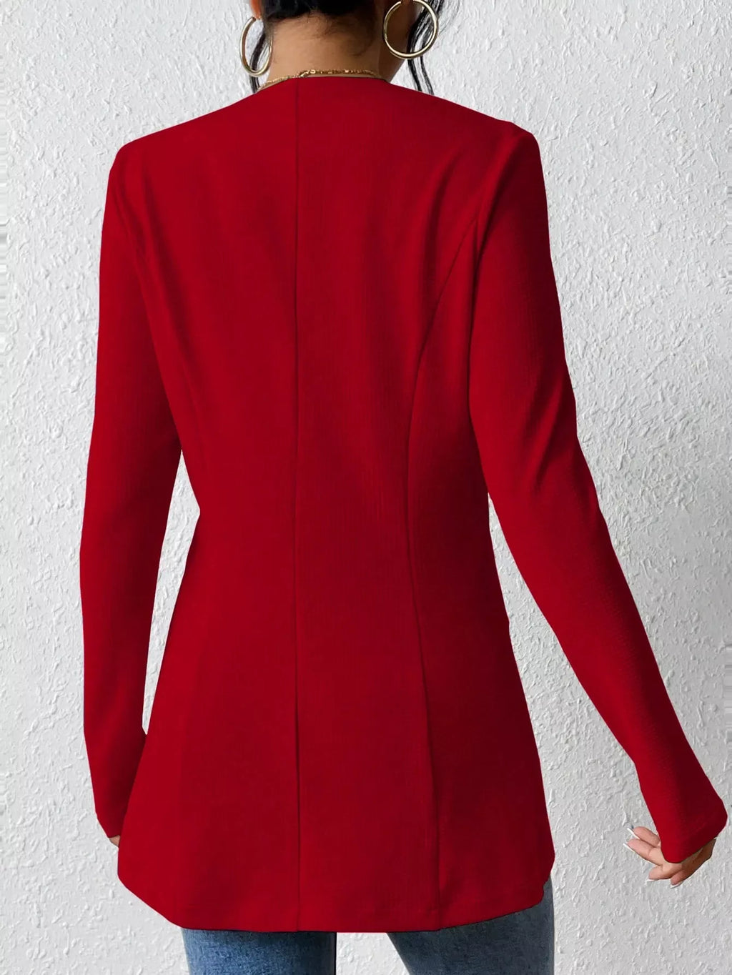 One Button Long Sleeve Blazer (20)