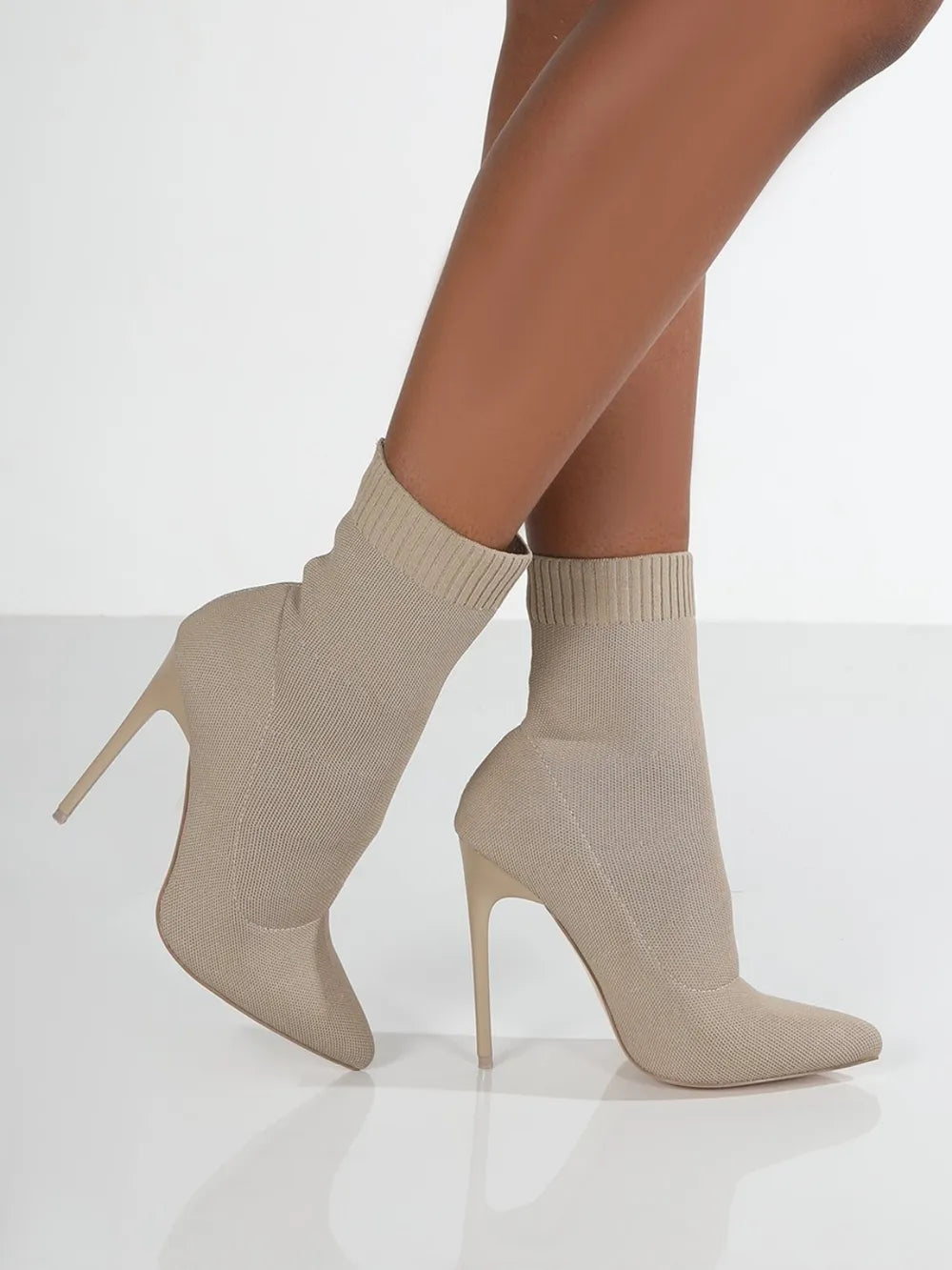 Mesh Point Toe Stiletto Boots (6)