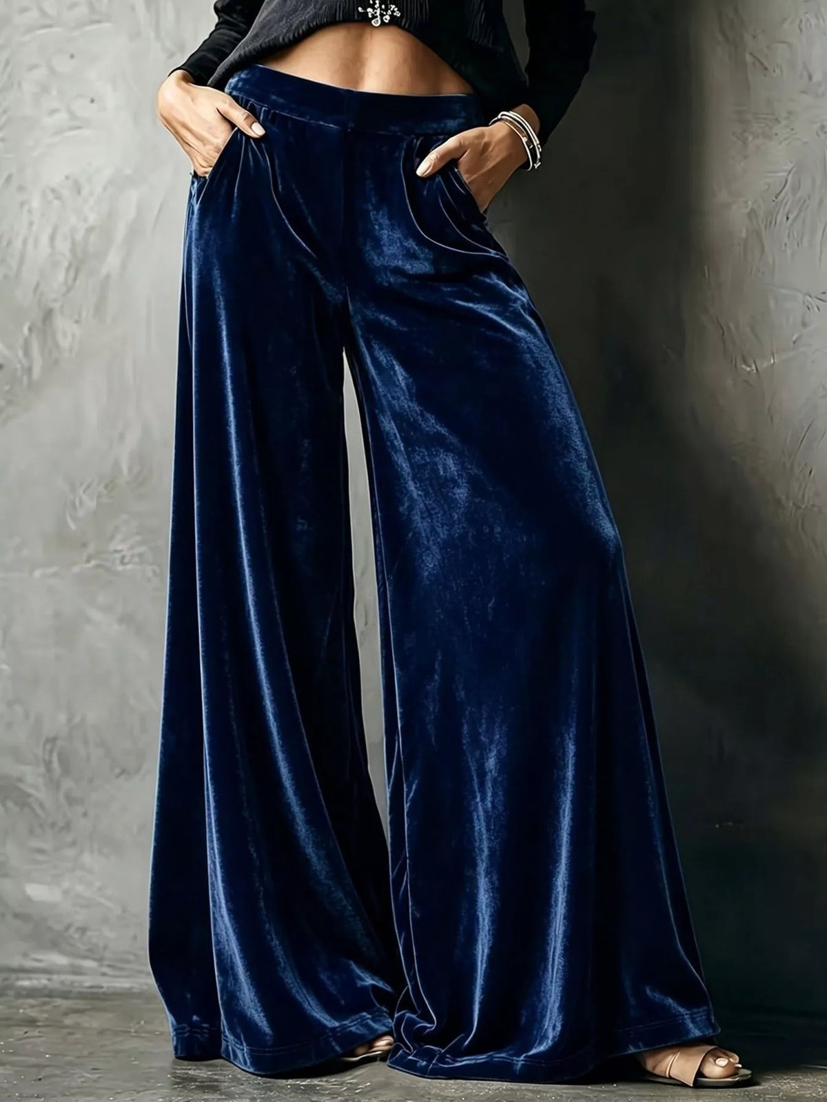 Full Size High-waisted Wide-leg Velvet Pants Plus (9)