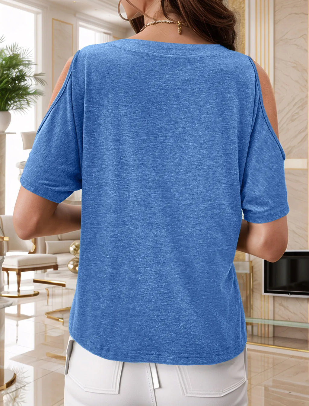 Full Size Cold Shoulder Button Front T-shirt Plus (2)