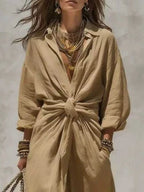 Front-tie Maxi Shirt Dress (15)