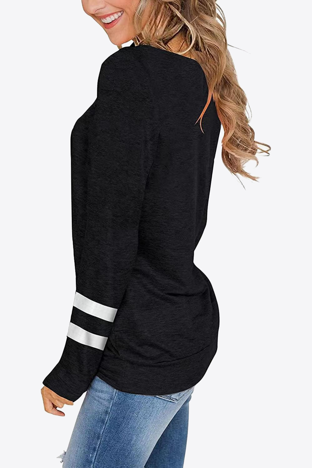 Striped Contrast Raglan Sleeve Top (5)