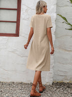 Round Neck Short Sleeve Dress Pockets (6)