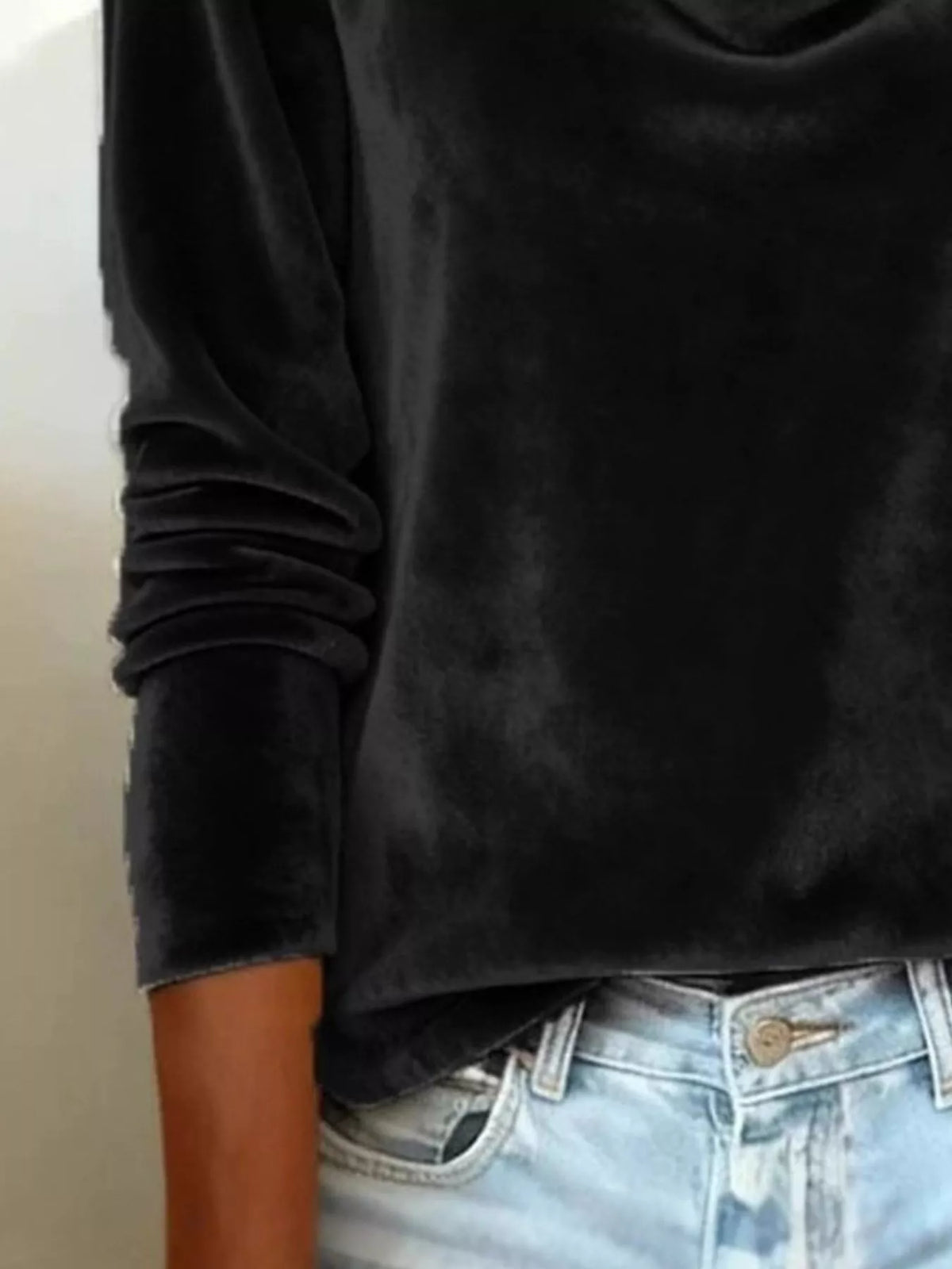 Velvet Cowl Neck Long Sleeve T-shirt (5)