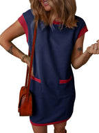 Round Neck Cap Sleeve Mini Dress (3)