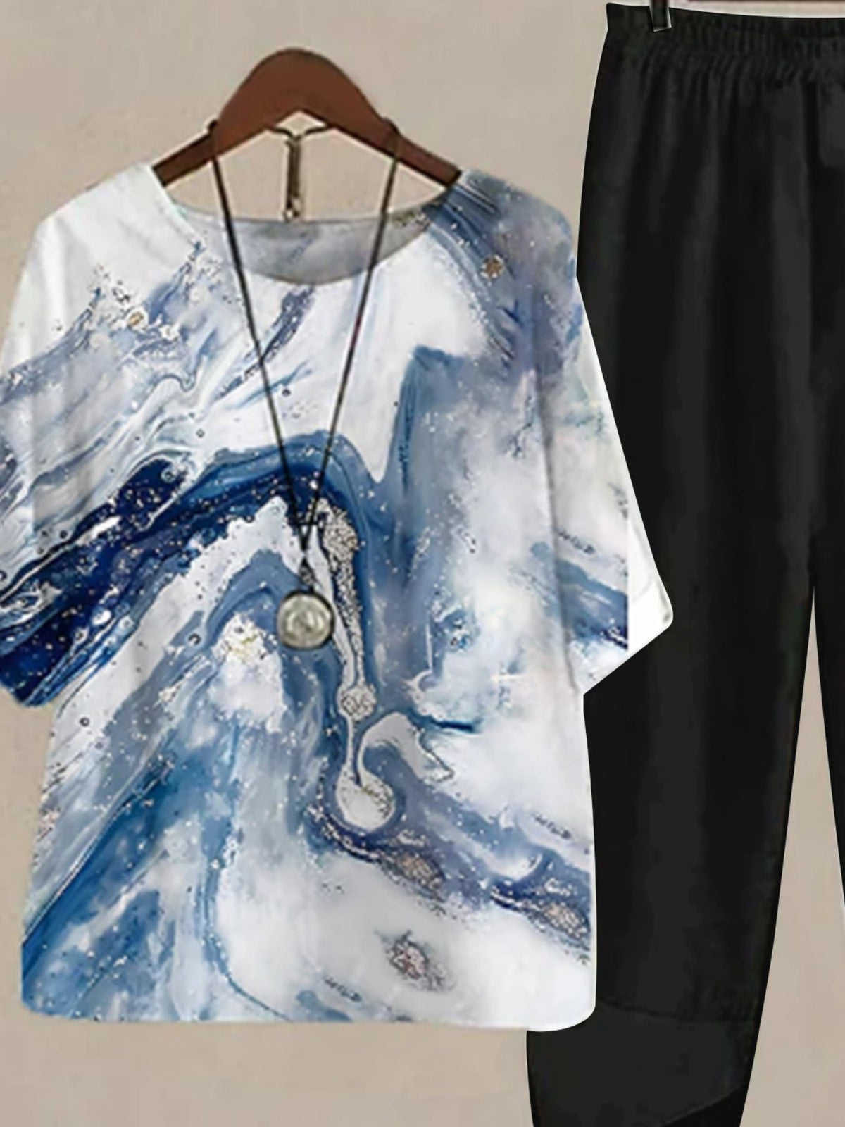Printed Half Sleeve Top Pants Set (10)
