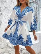 Paisley V-neck 3/4 Sleeve Mini Dress (6)