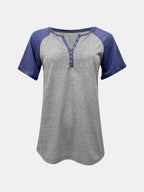 Contrast Notched Short Sleeve T-shirt (3)