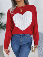 Cable Knit Heart Round Neck Sweater (14)