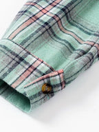 Plaid Button-up Hooded Shirt Chest Pocket (36)