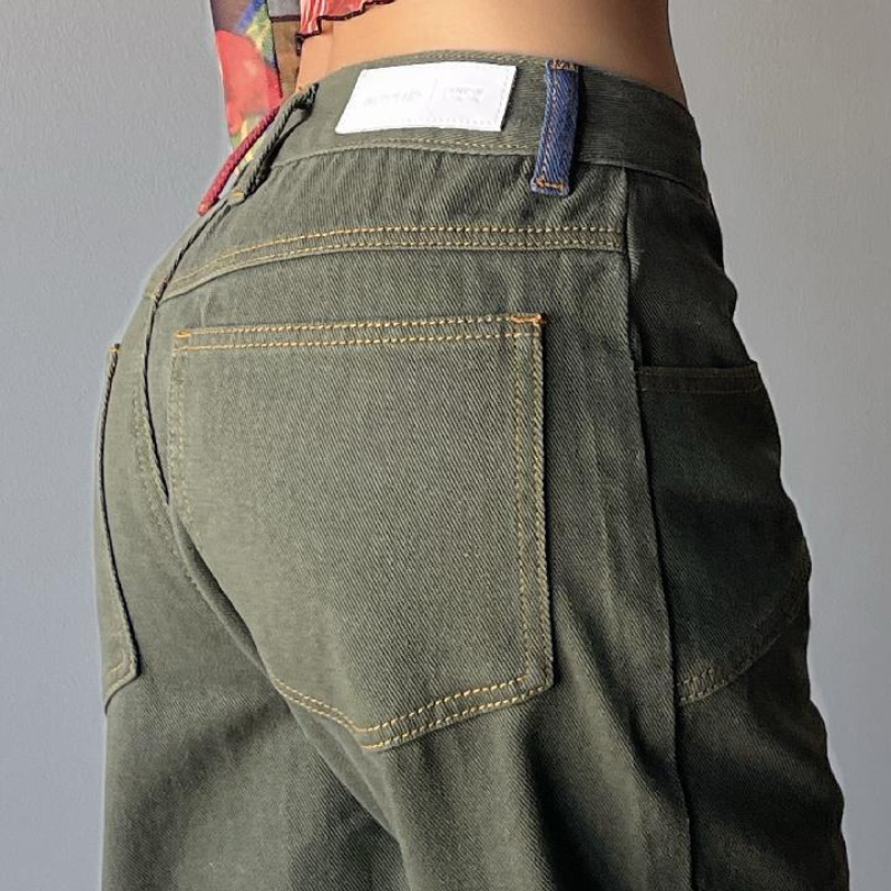 Olive Green Straight Denim High Street Cross Jeans photo 3