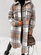 Longline Plaid Button Up Coat (16)