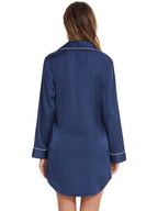 Button Up Lapel Collar Night Dress Pocket (6)