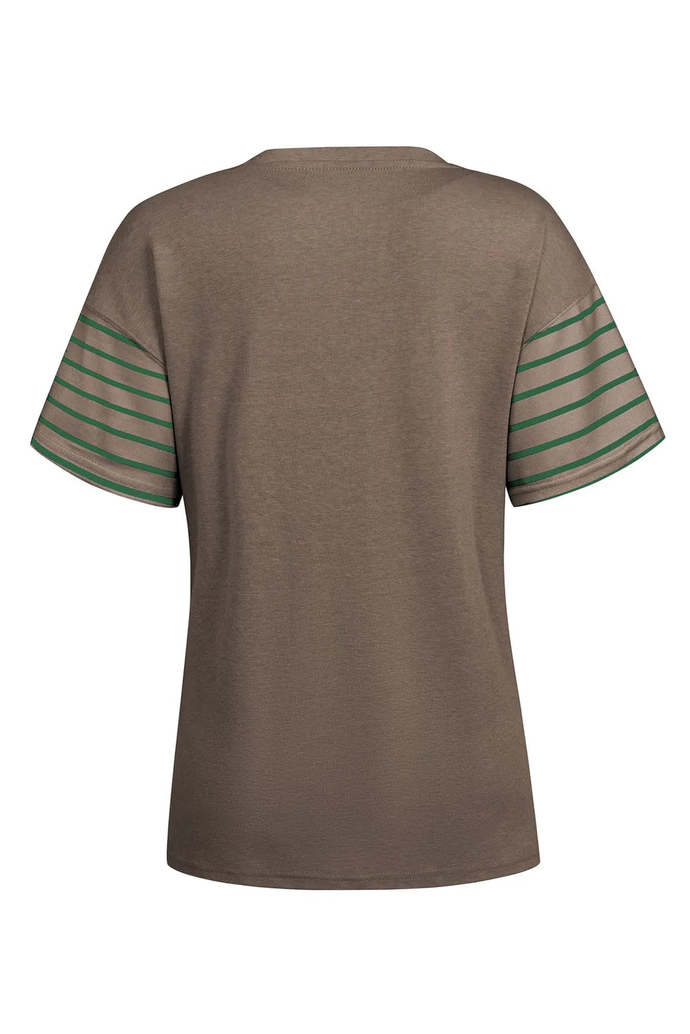 Striped Round Neck Short Sleeve T-shirt (9)