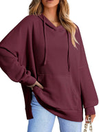 Slit Drawstring Waffle Knit Hoodie (10)