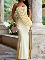 Strapless Draped Maxi Dress