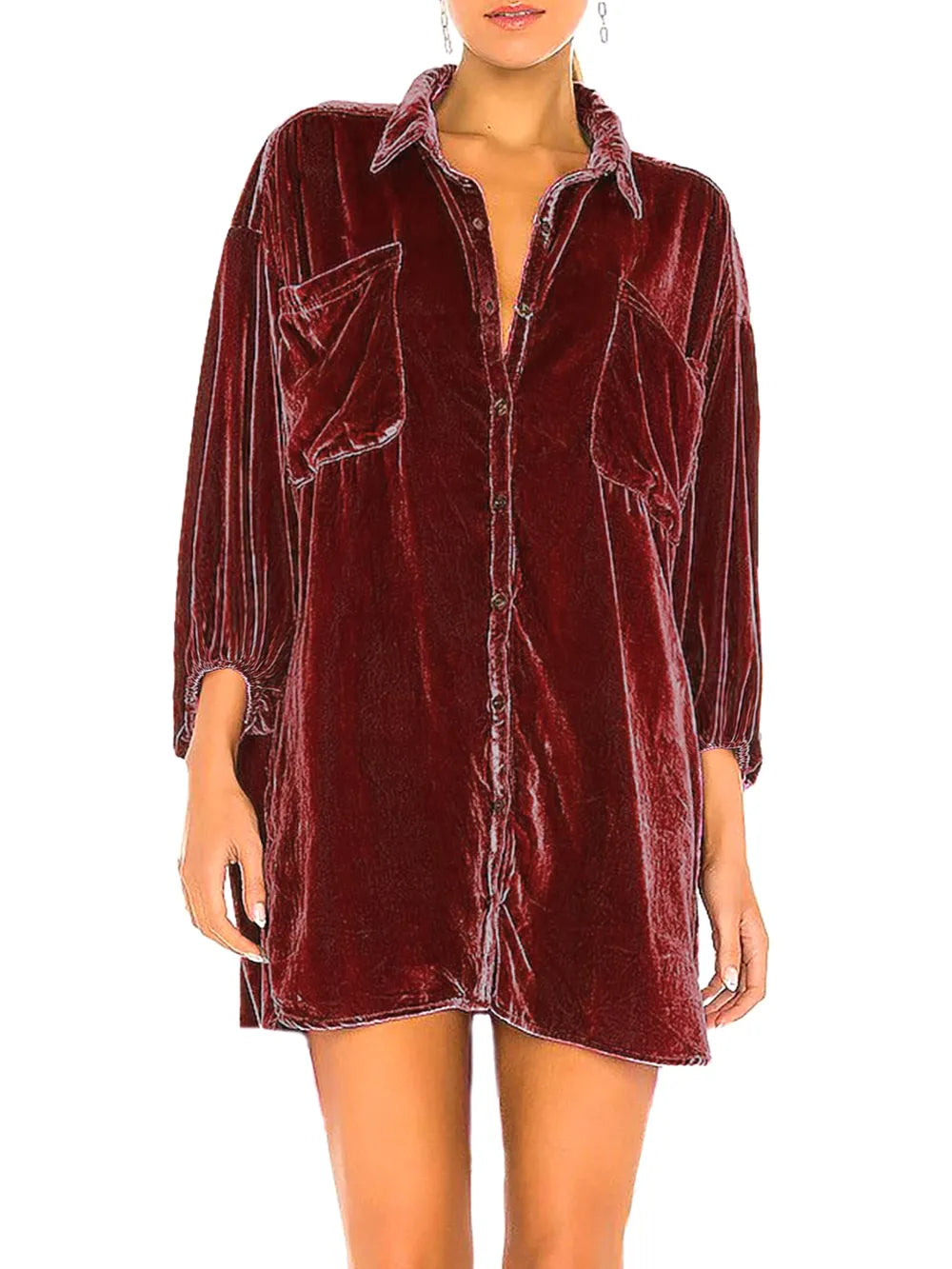 Collared Neck Button Down Long Sleeve Shirt (2)