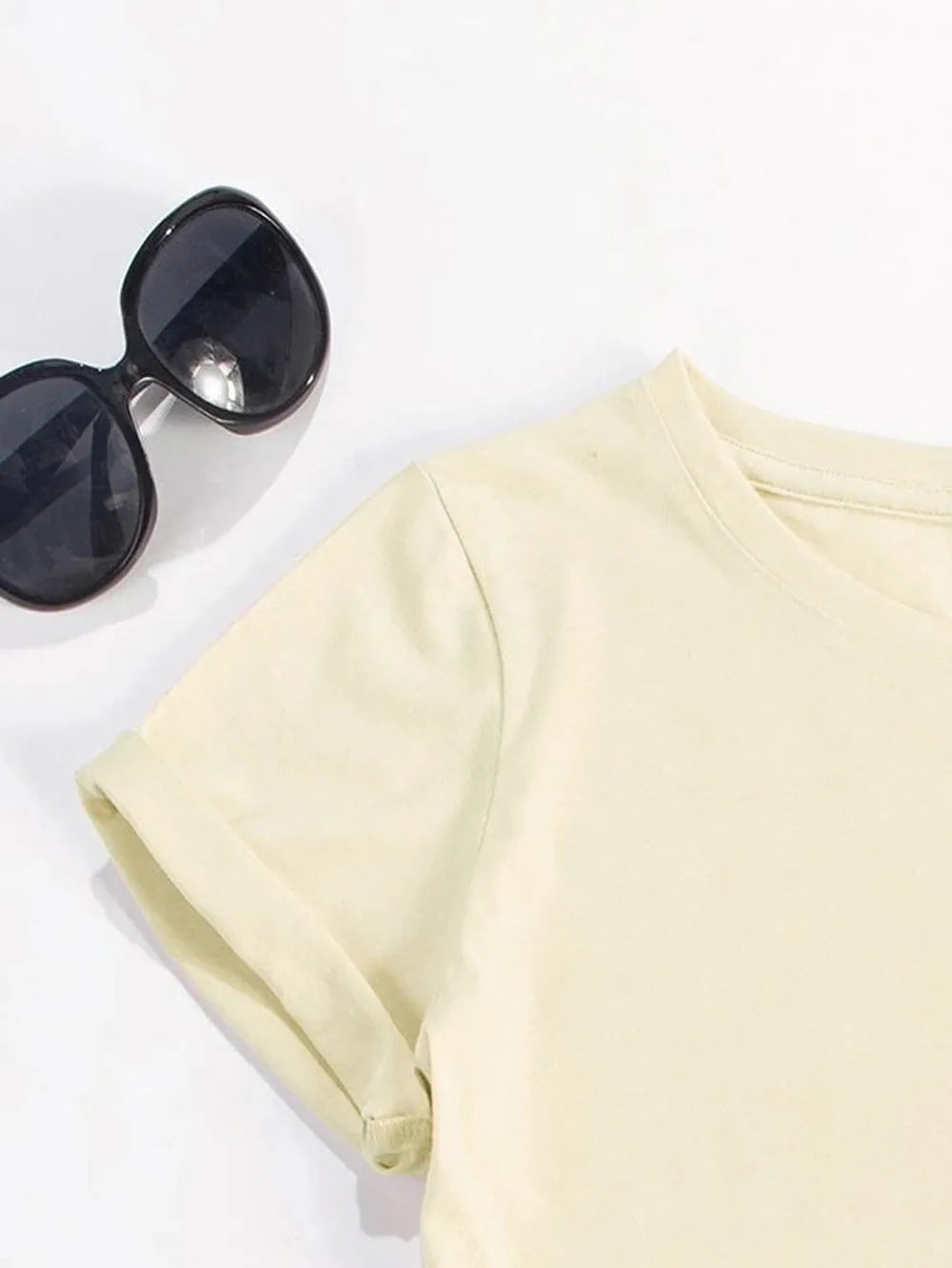 Happy Round Neck Short Sleeve T-shirt (21)