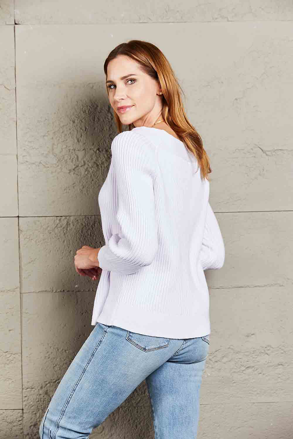 Off-shoulder Rib-knit Sweater (2)