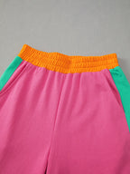Block Round Neck Top Pants Set (33)