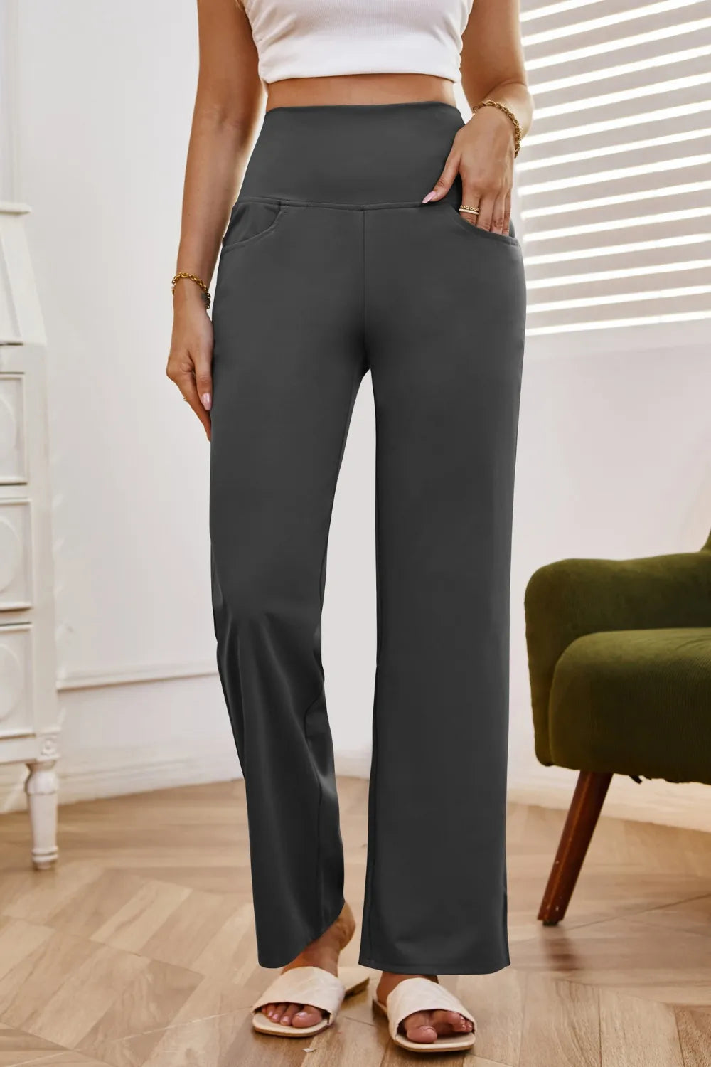 High Waist Wide Leg Pants Pockets (15)